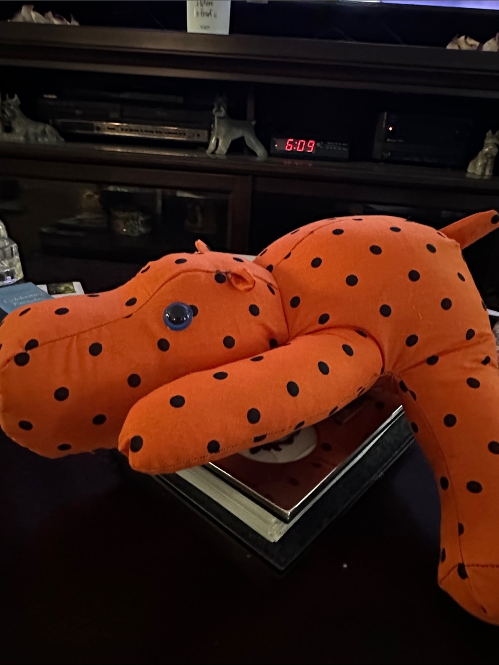 Hippy the Hippo Handmade Orange Polka Dot Plush Hippo Toy - Picture 5 of 7